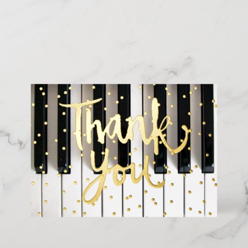 real foil details music thank you card