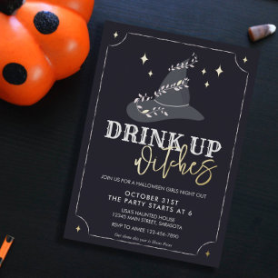 Real Foil Drink Up Witches Halloween Party Invite