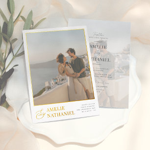 Real Foil   Elegant 2 Engagement Photos Wedding Invitation