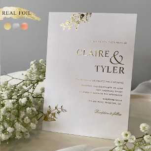 Real Foil Elegant and Simple Typography Wedding Invitation