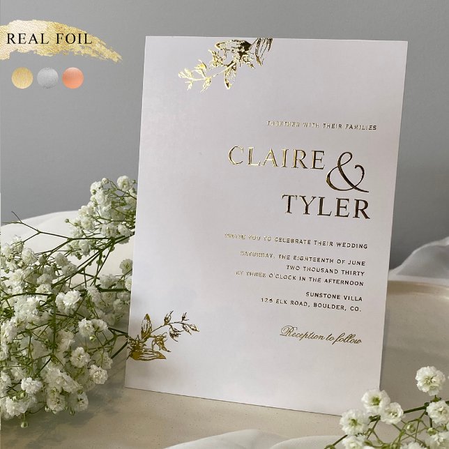 Real Foil Elegant and Simple Typography Wedding Invitation (Creator Uploaded)