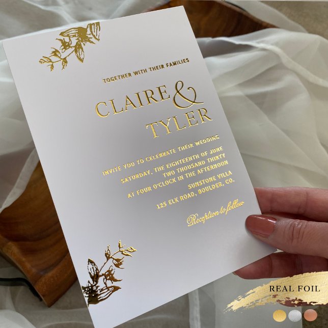 Real Foil Elegant and Simple Typography Wedding Invitation (Creator Uploaded)