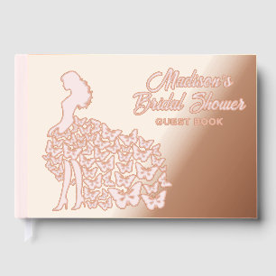 Real Foil Elegant Bride Bridal Shower Pink Foil Guest Book