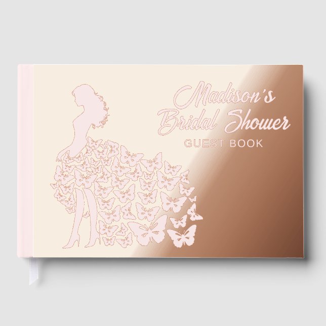 Real Foil Elegant Bride Bridal Shower Pink Guest Book (Front)