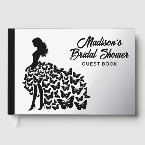 Real Foil Elegant Bride Bridal Shower Silver Foil Guest Book