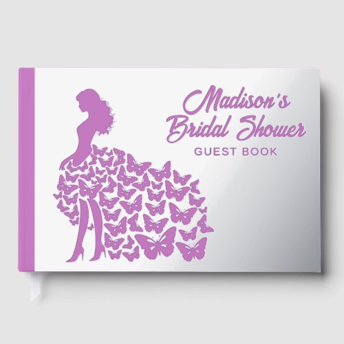 Real Foil Elegant Bride Bridal Shower Silver Foil Guest Book