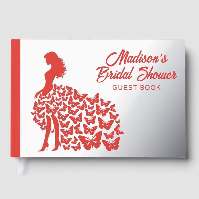 Real Foil Elegant Bride Bridal Shower Silver Foil Guest Book (Front)