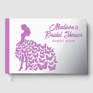 Real Foil Elegant Bride Bridal Shower Silver Guest Book