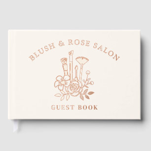 Real Foil Elegant Floral Black Makeup Business Guest Book