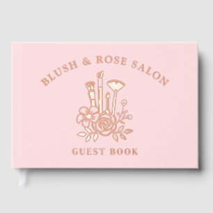 Real Foil Elegant Floral Pink Makeup Business Foil Guest Book