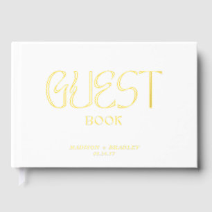 Real Foil Elegant Gold Calligraphy Script Wedding Foil Guest Book