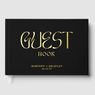 Real Foil Elegant Gold Calligraphy Script Wedding Guest Book