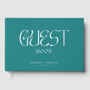 Real Foil Elegant Green Calligraphy Script Wedding Guest Book