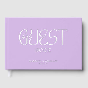 Real Foil Elegant Lilac Calligraphy Script Wedding Guest Book