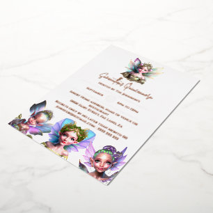 Real foil fairy enchanted rose gold fairytale invitation