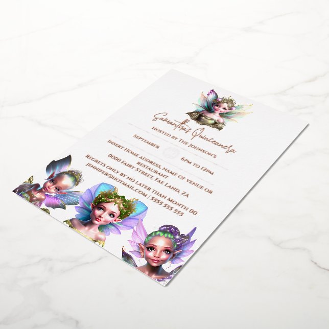 Real foil fairy enchanted rose gold fairytale invitation (Rotated)