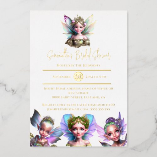 Real foil fairy gold fairytale magic bridal shower foil invitation