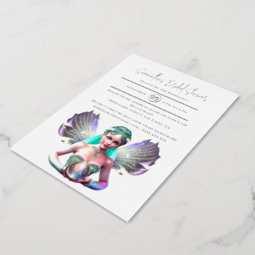 Real foil fairy princess bride iridescent wings  foil invitation