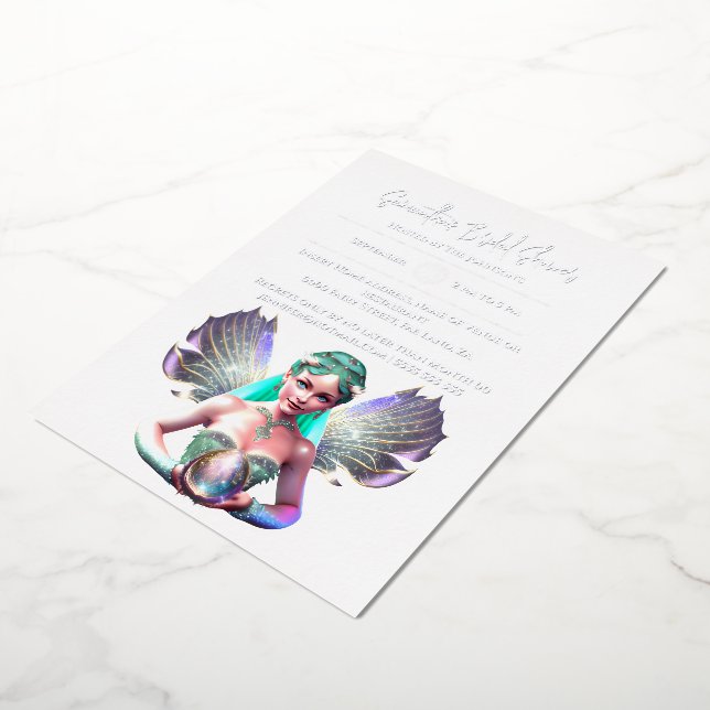 Real foil fairy princess bride iridescent wings  invitation (Rotated)