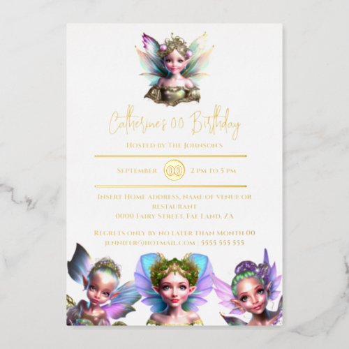 Real foil fairy princess pixie girls DIY age  Foil Invitation