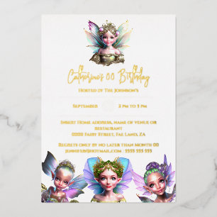 Real foil fairy princess pixie girls DIY age  Invitation