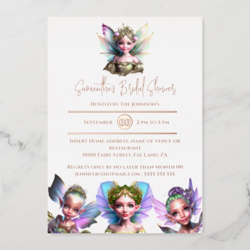 Real foil fairy rose gold fairytale bridal shower foil invitation