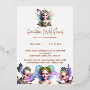 Real foil fairy rose gold fairytale bridal shower invitation