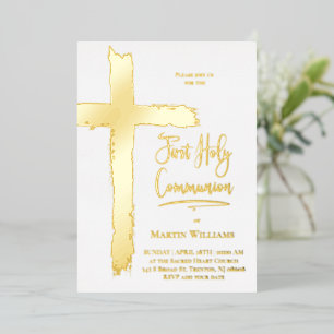real foil First Holy Communion Invitation