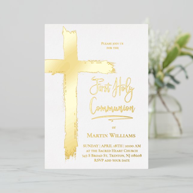 real foil First Holy Communion Invitation (Standing Front)