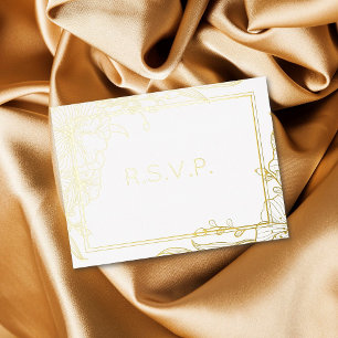 Real Foil Floral Blooms Foliage Meal RSVP  Invitation Postcard