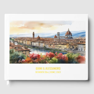 Real Foil Florence watercolor city skyline Italy Foil Guest Book