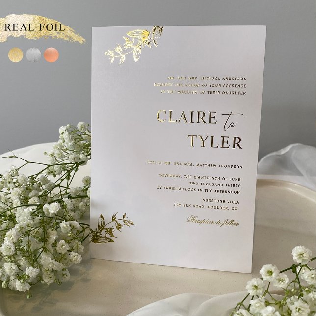 Real Foil Formal and Romantic Typography Wedding Invitation (Creator Uploaded)