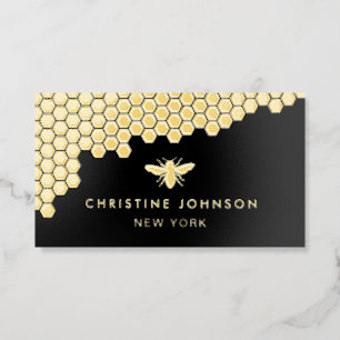 real foil front and back bee design business cards