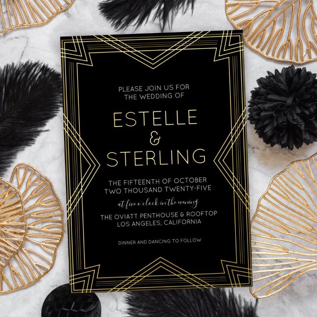 Real Foil Geometric Shape Wedding Photos Foil Invitation (Creator Uploaded)