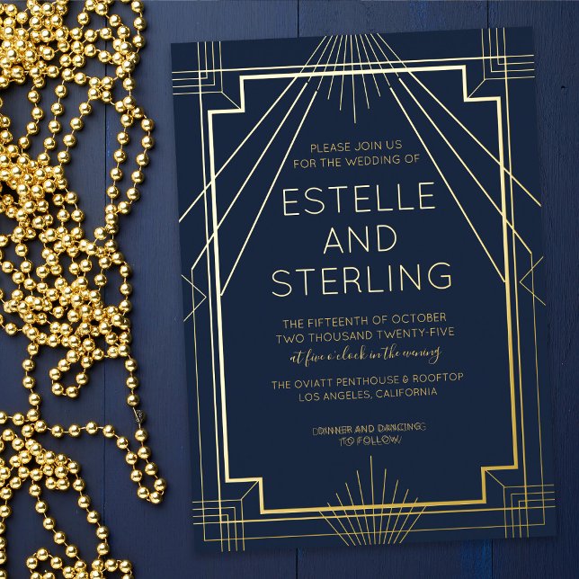 Real Foil Geometric Shape Wedding Photos Invitation (Creator Uploaded)