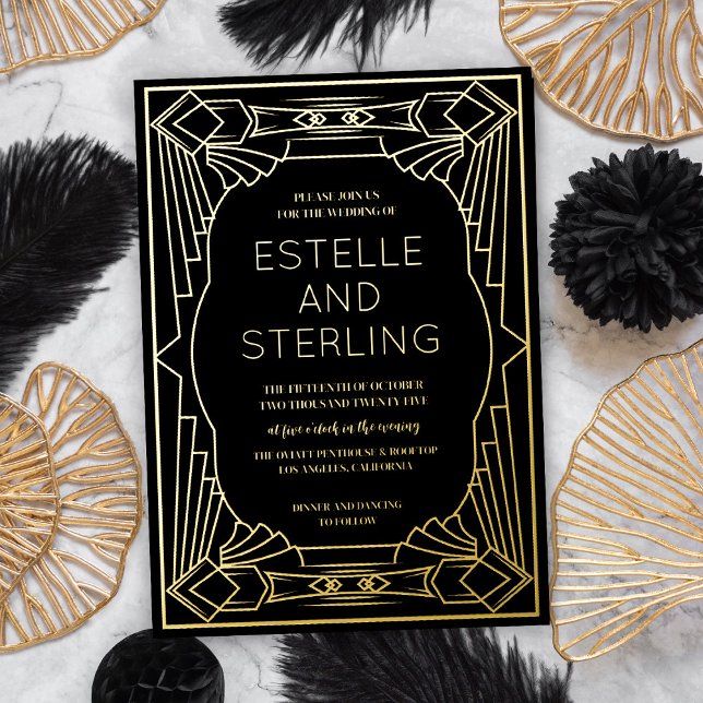 Real Foil Geometric Shape Wedding Photos Invitation (Creator Uploaded)