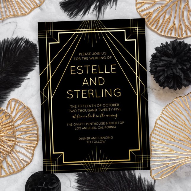 Real Foil Geometric Shape Wedding Photos Invitation (Creator Uploaded)