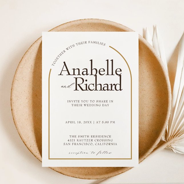 real foil gold arched luxury traditional wedding  invitation (Creator Uploaded)