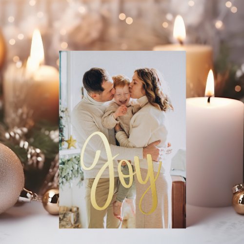 REAL FOIL Gold Christmas Joy 2_Photo Family Foil Holiday Card