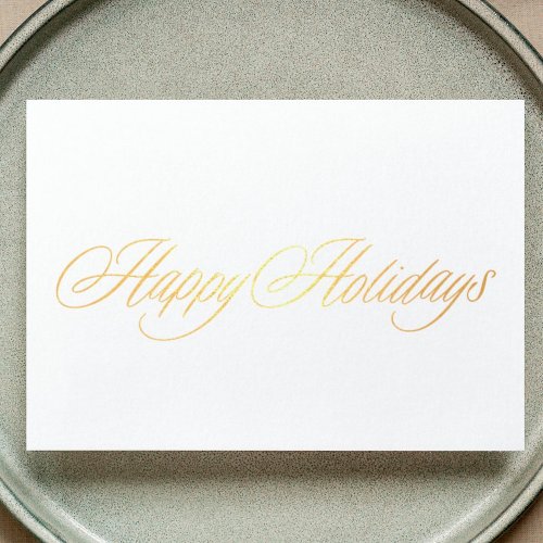 Real Foil Gold Happy Holidays Christmas Card