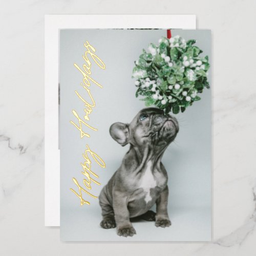 REAL FOIL Gold Happy Howlidays 2_Photo Pet Dog Foil Holiday Card