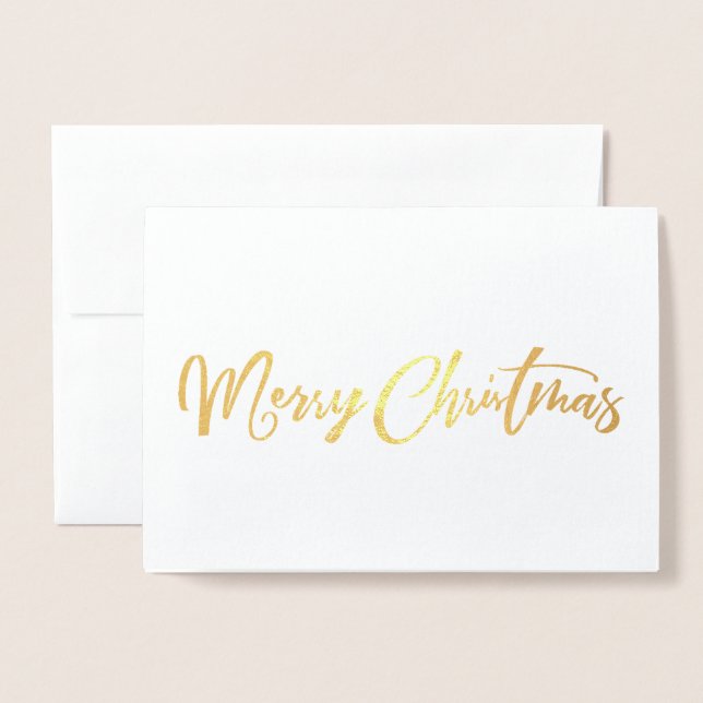 Real Foil Gold Merry Christmas Christmas Card (Front With Envelope)