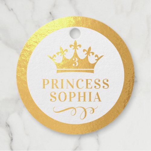 REAL FOIL Gold or Silver Princess Crown Birthday Foil Favor Tags