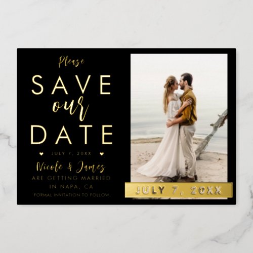 Real Foil Gold Save The Date Photo Engagement Foil Invitation