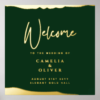 REAL FOIL GREEN Gold Elegant Wedding Welcome Sign