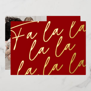 REAL FOIL Handwritten Fa La La La Photo Christmas Foil Holiday Card