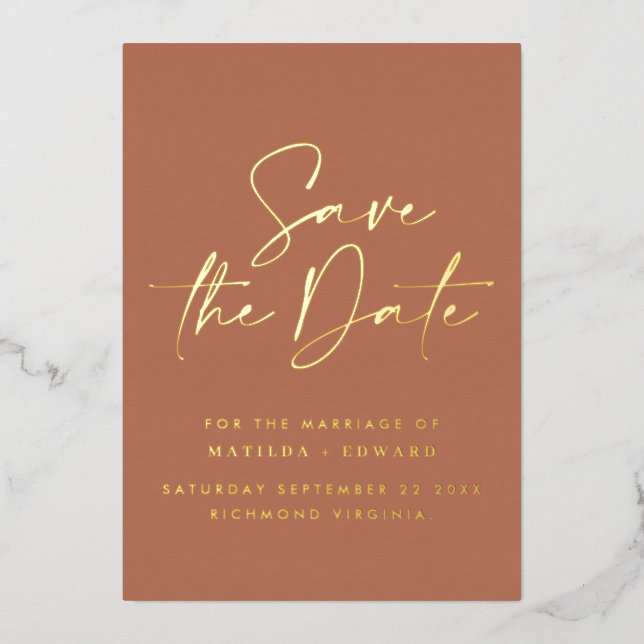 real foil handwritten typography wedding  foil inv invitation (Front)