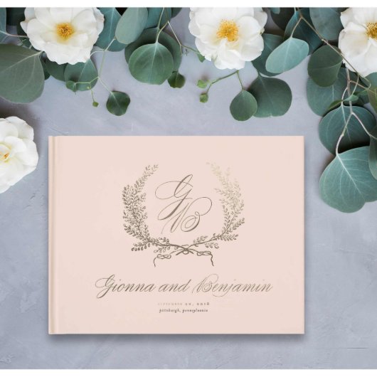 Real Foil Heirloom Keepsake Wedding Guest Book (Front)