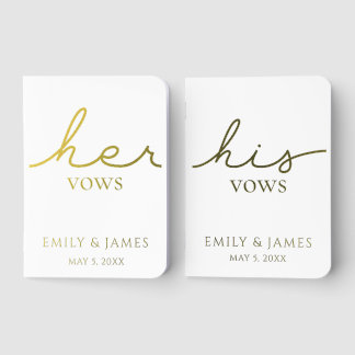 Real Foil His & Her Wedding Vow Book Set