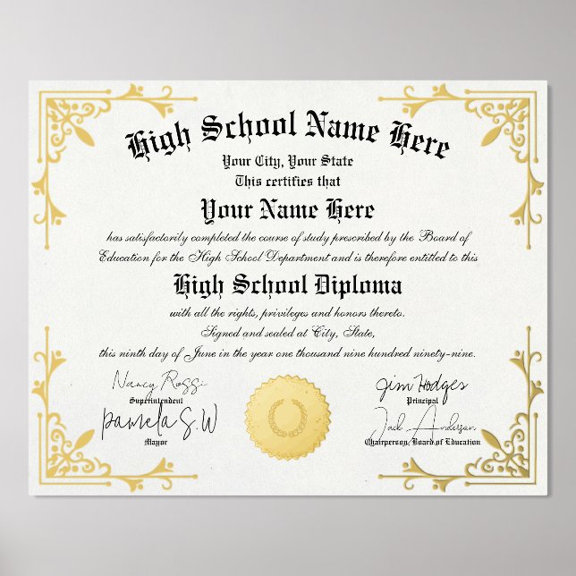 Real foil Home School Graduate Diploma homeschool  Prints (Front)